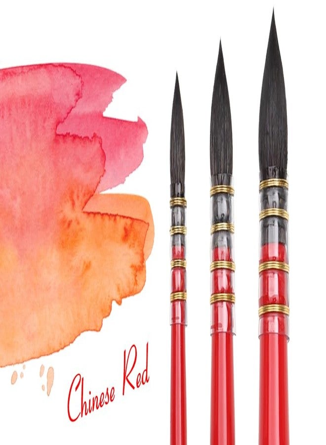 Like-It Like it Synthetic Hair Professional Watercolor Paint Brush, Round Pointed Paintbrush Set for Fine Details, Watercolor, Acrylic, Gouache Painting (4 Brushes) (Red) - Image 3